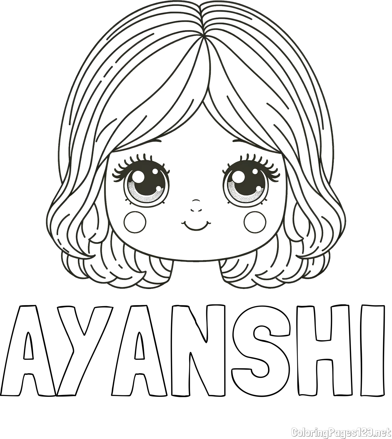 AYANSHI Coloring Page and Cute Girl Face Coloring Page