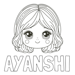 Online Created Coloring Page - AYANSHI Coloring Page and Cute Girl Face Coloring Page