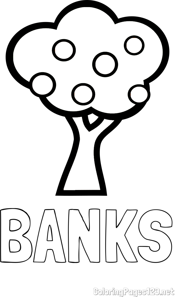 BANKS Coloring Page and Apple Tree Coloring Page