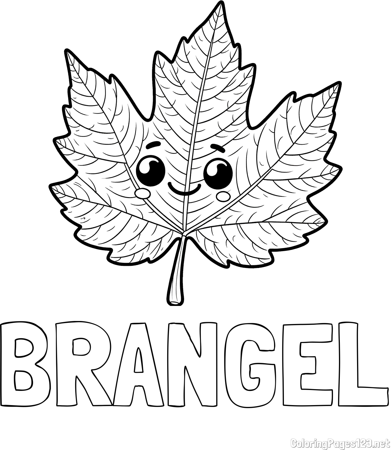 BRANGEL Coloring Page and Smiling Leaf Coloring Page for Kids
