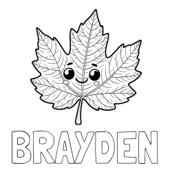 Online Created Coloring Page - BRAYDEN Coloring Page and Smiling Leaf Coloring Page for Kids