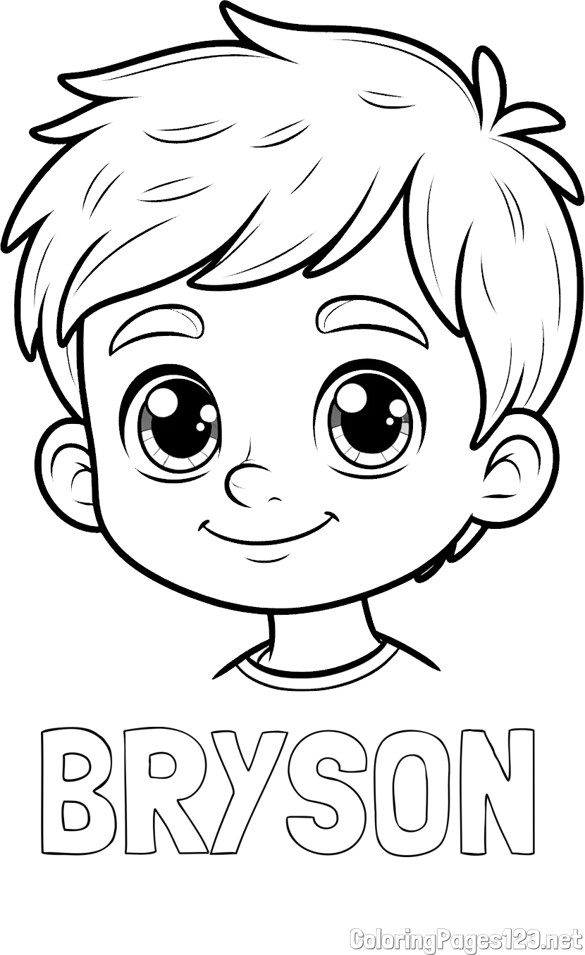BRYSON Coloring Page and Boy Face Coloring Page