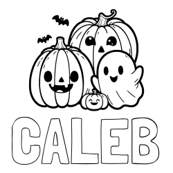 Online Created Coloring Page - CALEB Coloring Page and Halloween Pumpkin and Ghost Coloring Page