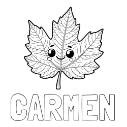 Online Created Coloring Page - CARMEN Coloring Page and Smiling Leaf Coloring Page for Kids