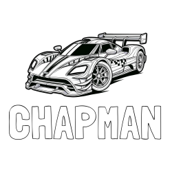 Online Created Coloring Page - CHAPMAN Coloring Page and Coloring Page of a Futuristic Racing Car