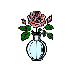 Pobarvana pobarvanka - Roses in a Vase Coloring Page