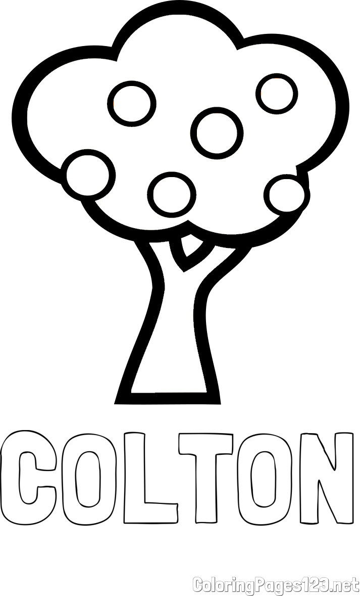 COLTON Coloring Page and Apple Tree Coloring Page