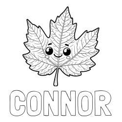 Online Created Coloring Page - CONNOR Coloring Page and Smiling Leaf Coloring Page for Kids
