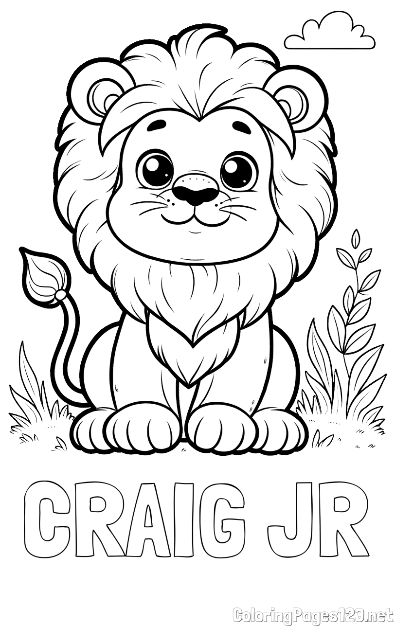 CRAIG JR Coloring Page and Cute Baby Lion Coloring Page
