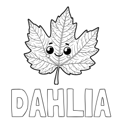 Online Created Coloring Page - DAHLIA Coloring Page and Smiling Leaf Coloring Page for Kids