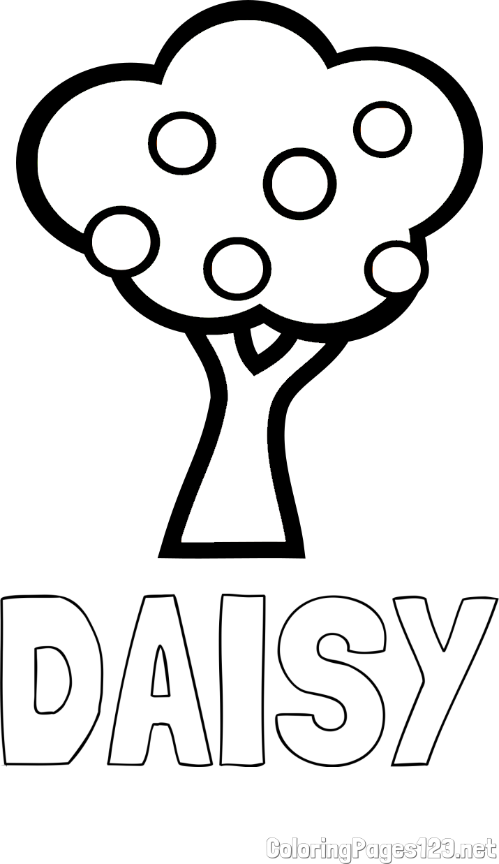 DAISY Coloring Page and Apple Tree Coloring Page