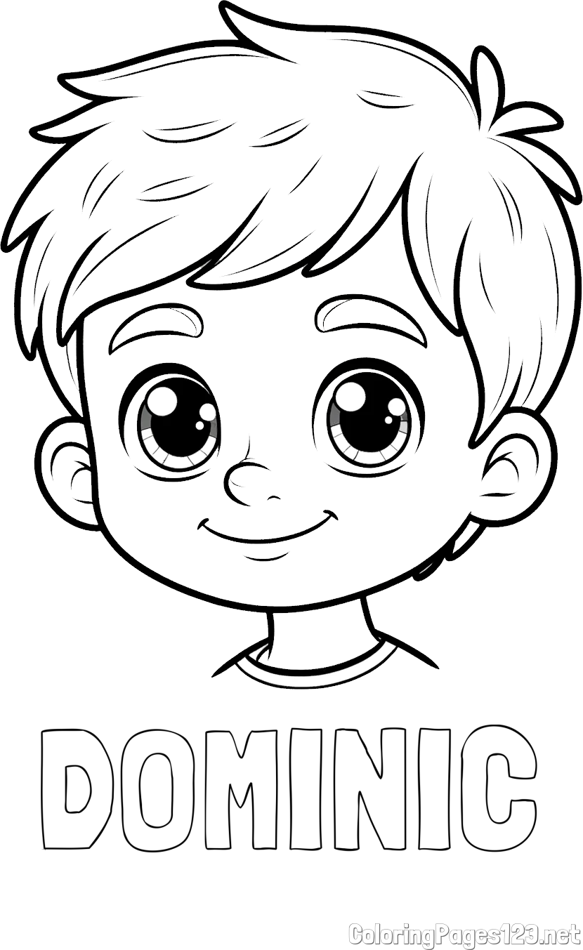 DOMINIC Coloring Page and Boy Face Coloring Page