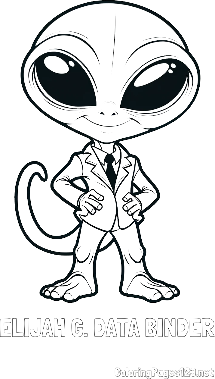 ELIJAH G. DATA BINDER Coloring Page and Alien Coloring Page