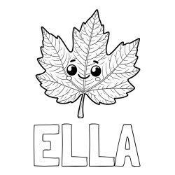 Online Created Coloring Page - ELLA Coloring Page and Smiling Leaf Coloring Page for Kids
