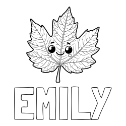 Online Created Coloring Page - EMILY Coloring Page and Smiling Leaf Coloring Page for Kids