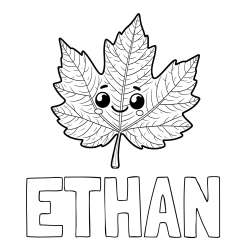 Online Created Coloring Page - ETHAN Coloring Page and Smiling Leaf Coloring Page for Kids