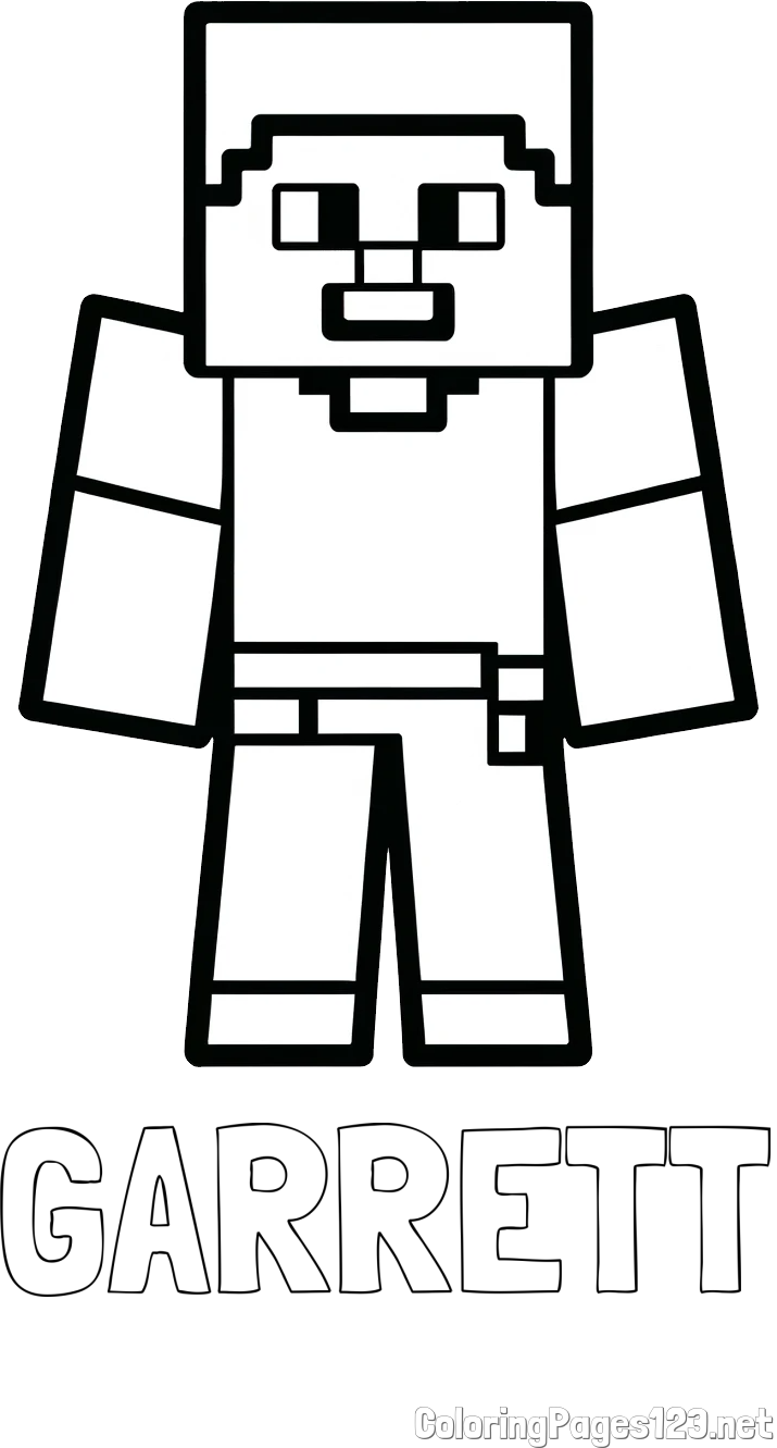 GARRETT Coloring Page and Minecraft Steve Coloring Page