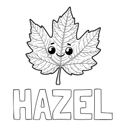 Online Created Coloring Page - HAZEL Coloring Page and Smiling Leaf Coloring Page for Kids