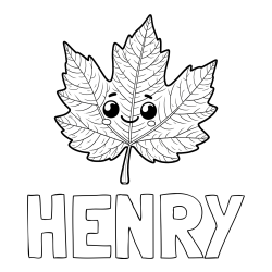 Online Created Coloring Page - HENRY Coloring Page and Smiling Leaf Coloring Page for Kids