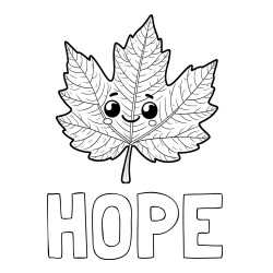 Online Created Coloring Page - HOPE Coloring Page and Smiling Leaf Coloring Page for Kids