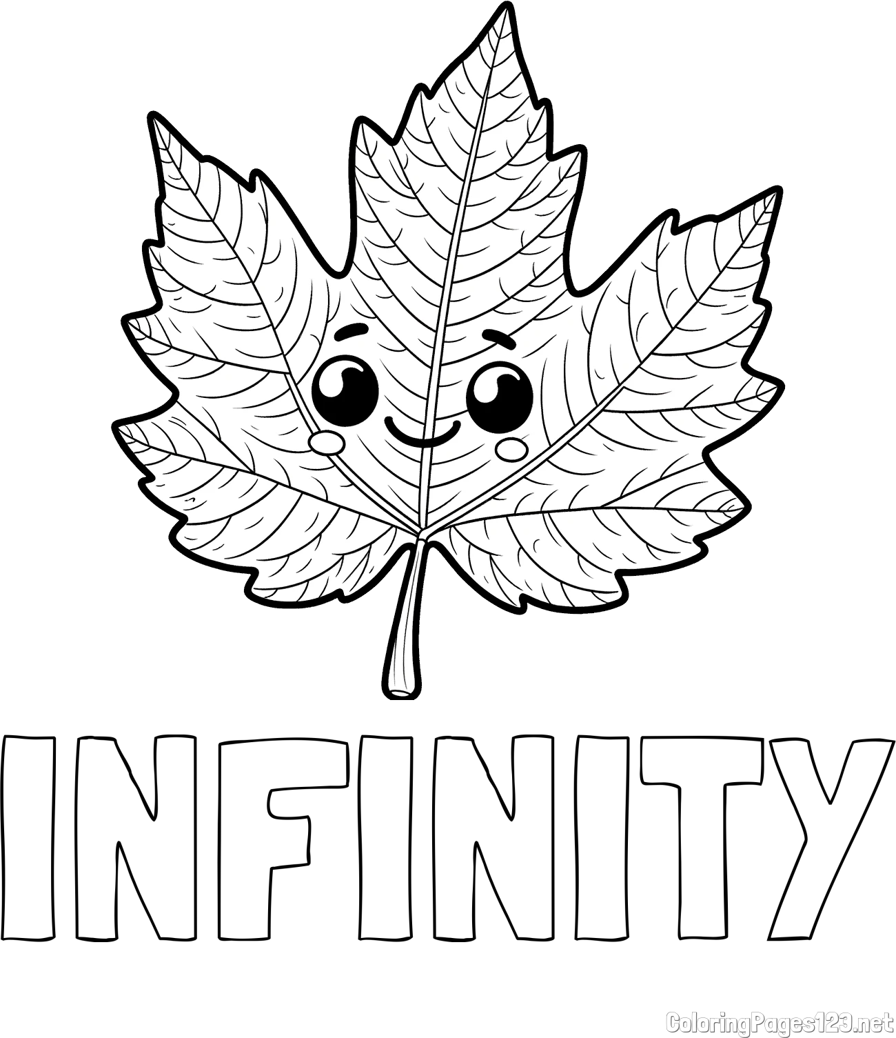 INFINITY Coloring Page and Smiling Leaf Coloring Page for Kids