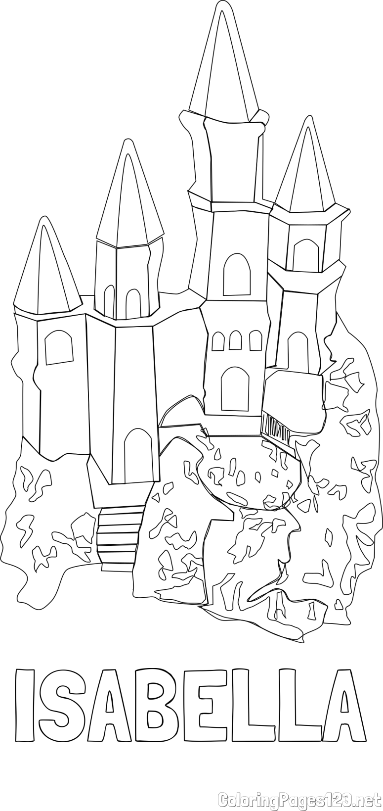 ISABELLA Coloring Page and Abstract Castle Coloring Page - Simple Yet Detailed