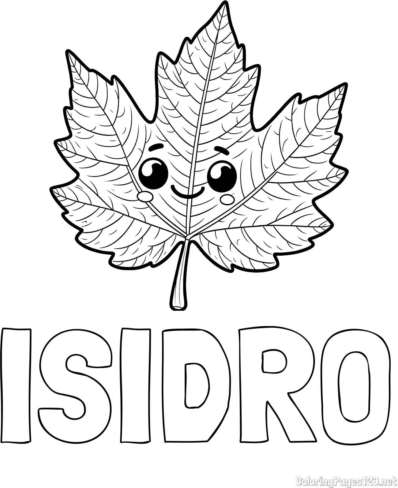 ISIDRO Coloring Page and Smiling Leaf Coloring Page for Kids