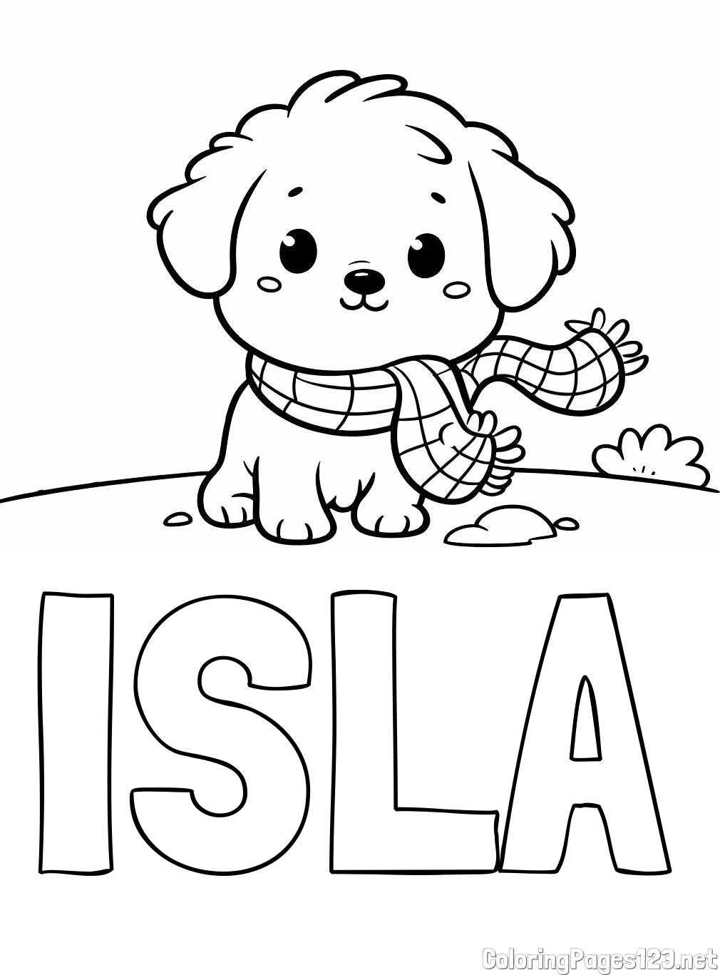 ISLA Coloring Page and Coloring Page of an Adorable Puppy