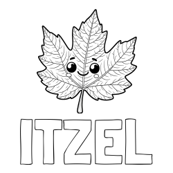 Online Created Coloring Page - ITZEL Coloring Page and Smiling Leaf Coloring Page for Kids