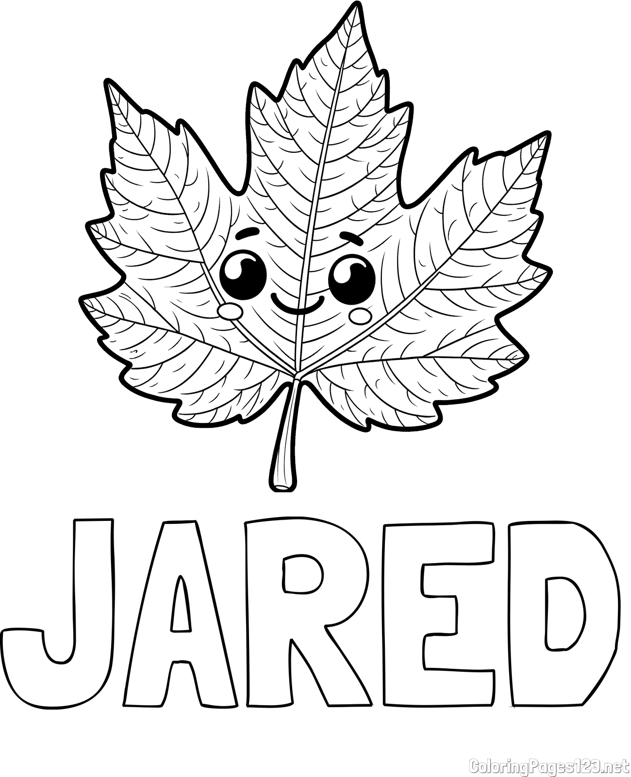 JARED Coloring Page and Smiling Leaf Coloring Page for Kids