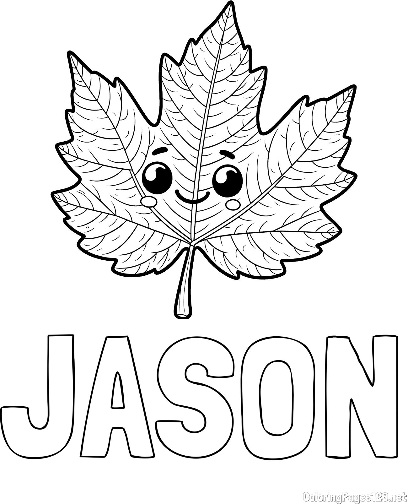 JASON Coloring Page and Smiling Leaf Coloring Page for Kids