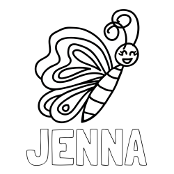 Online Created Coloring Page - JENNA Coloring Page and Simple Butterfly Coloring Page