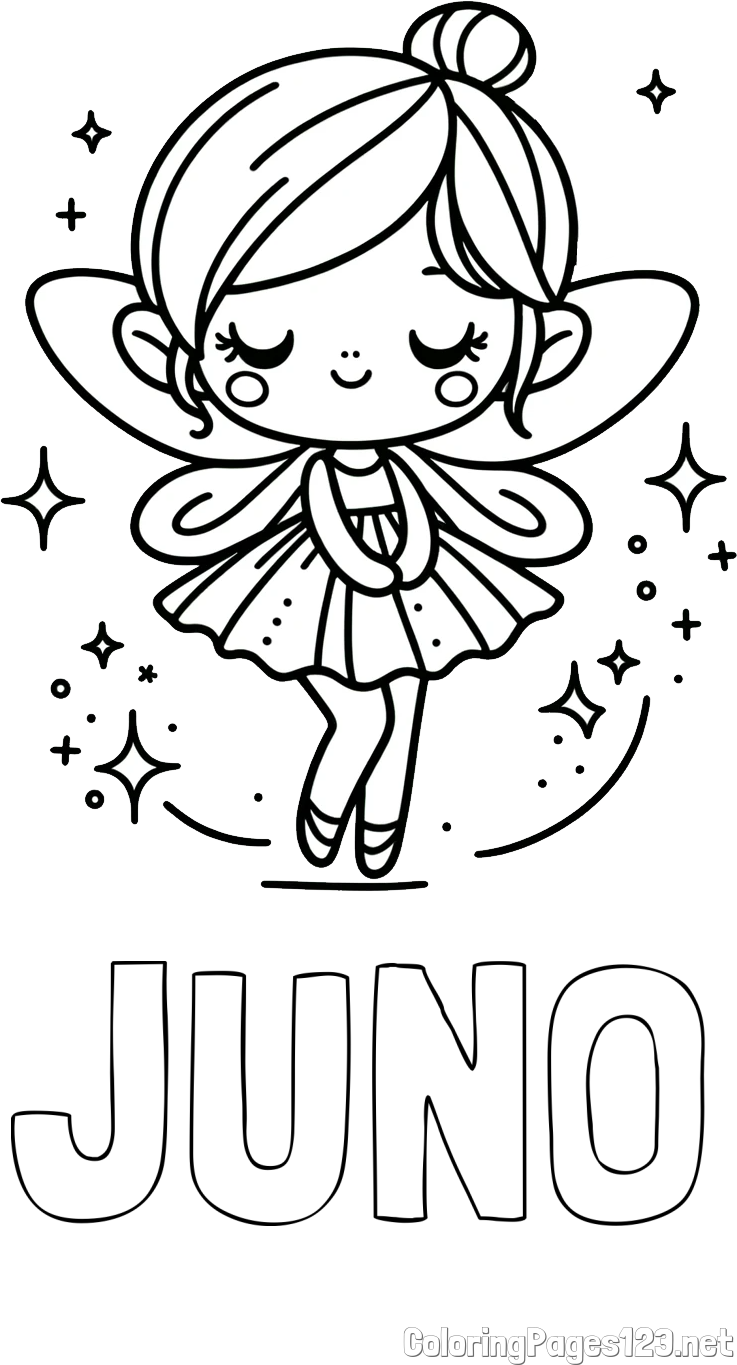 JUNO Coloring Page and Children's Coloring Page of a Magical Fairy