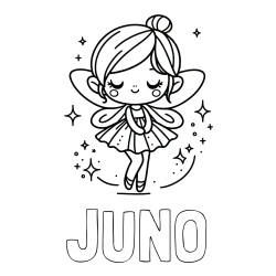 Online Created Coloring Page - JUNO Coloring Page and Children's Coloring Page of a Magical Fairy
