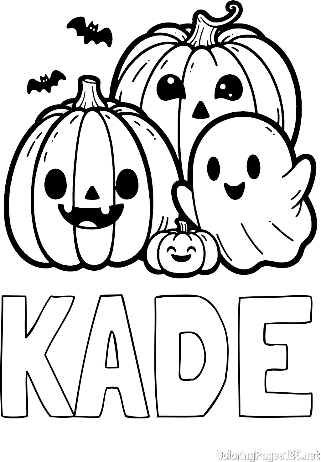 KADE Coloring Page and Halloween Pumpkin and Ghost Coloring Page