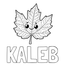 Online Created Coloring Page - KALEB Coloring Page and Smiling Leaf Coloring Page for Kids