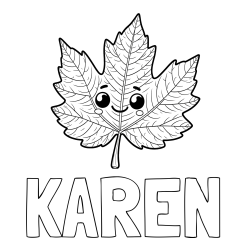 Online Created Coloring Page - KAREN Coloring Page and Smiling Leaf Coloring Page for Kids
