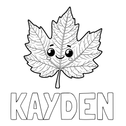 Online Created Coloring Page - KAYDEN Coloring Page and Smiling Leaf Coloring Page for Kids
