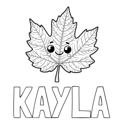 Online Created Coloring Page - KAYLA Coloring Page and Smiling Leaf Coloring Page for Kids