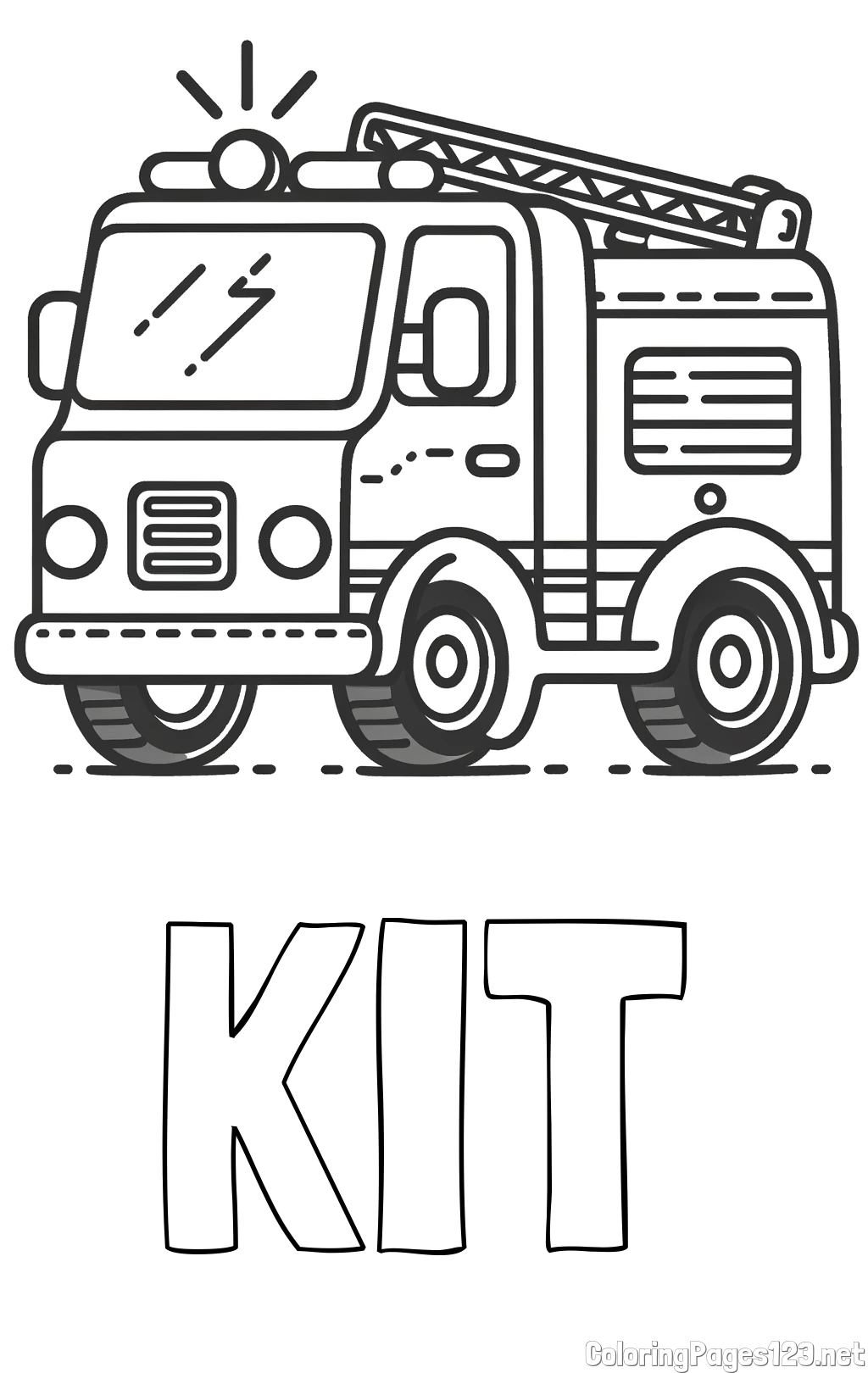 KIT Coloring Page and Easy Coloring Page of a Fire Truck
