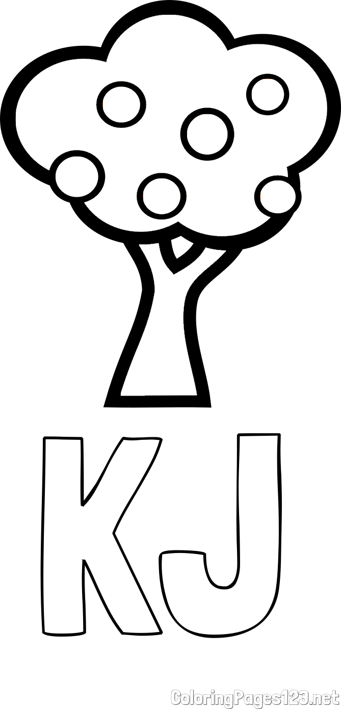 KJ Coloring Page and Apple Tree Coloring Page