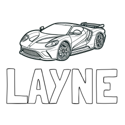 Online Created Coloring Page - LAYNE Coloring Page and Coloring Page of a Fast Sport's Car