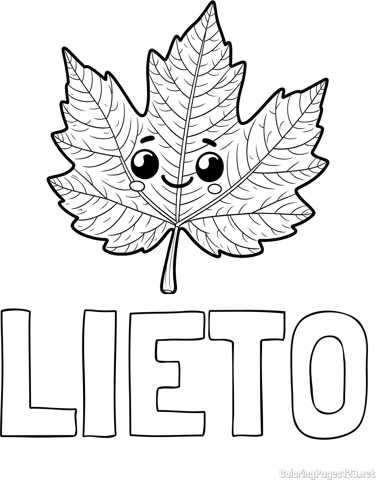 LIETO Coloring Page and Smiling Leaf Coloring Page for Kids