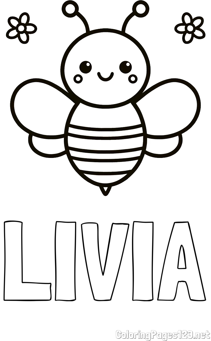 LIVIA Coloring Page and Children's Bee Coloring Page