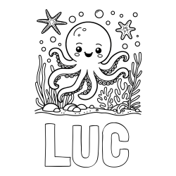 Online Created Coloring Page - LUC Coloring Page and Coloring Page of a Cute Octopus in the Ocean