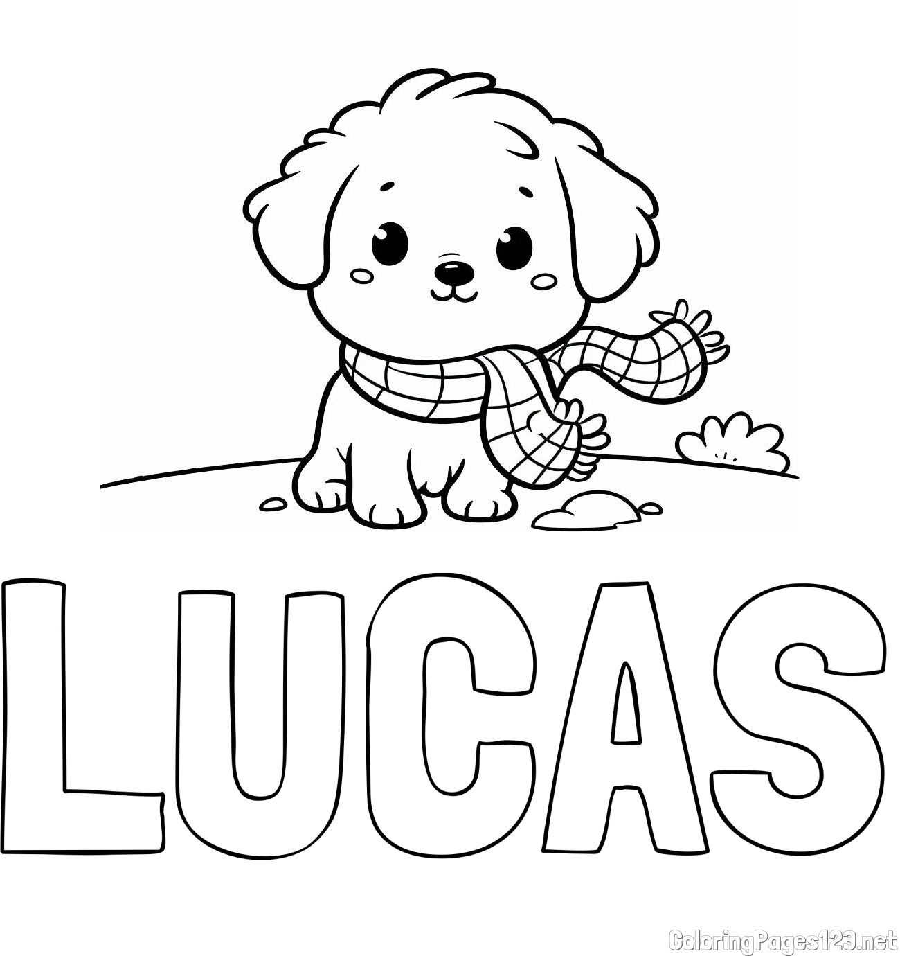 LUCAS Coloring Page and Coloring Page of an Adorable Puppy