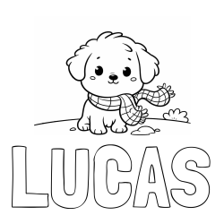 Online Created Coloring Page - LUCAS Coloring Page and Coloring Page of an Adorable Puppy