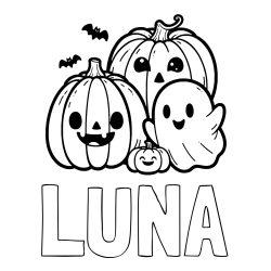 Online Created Coloring Page - LUNA Coloring Page and Halloween Pumpkin and Ghost Coloring Page