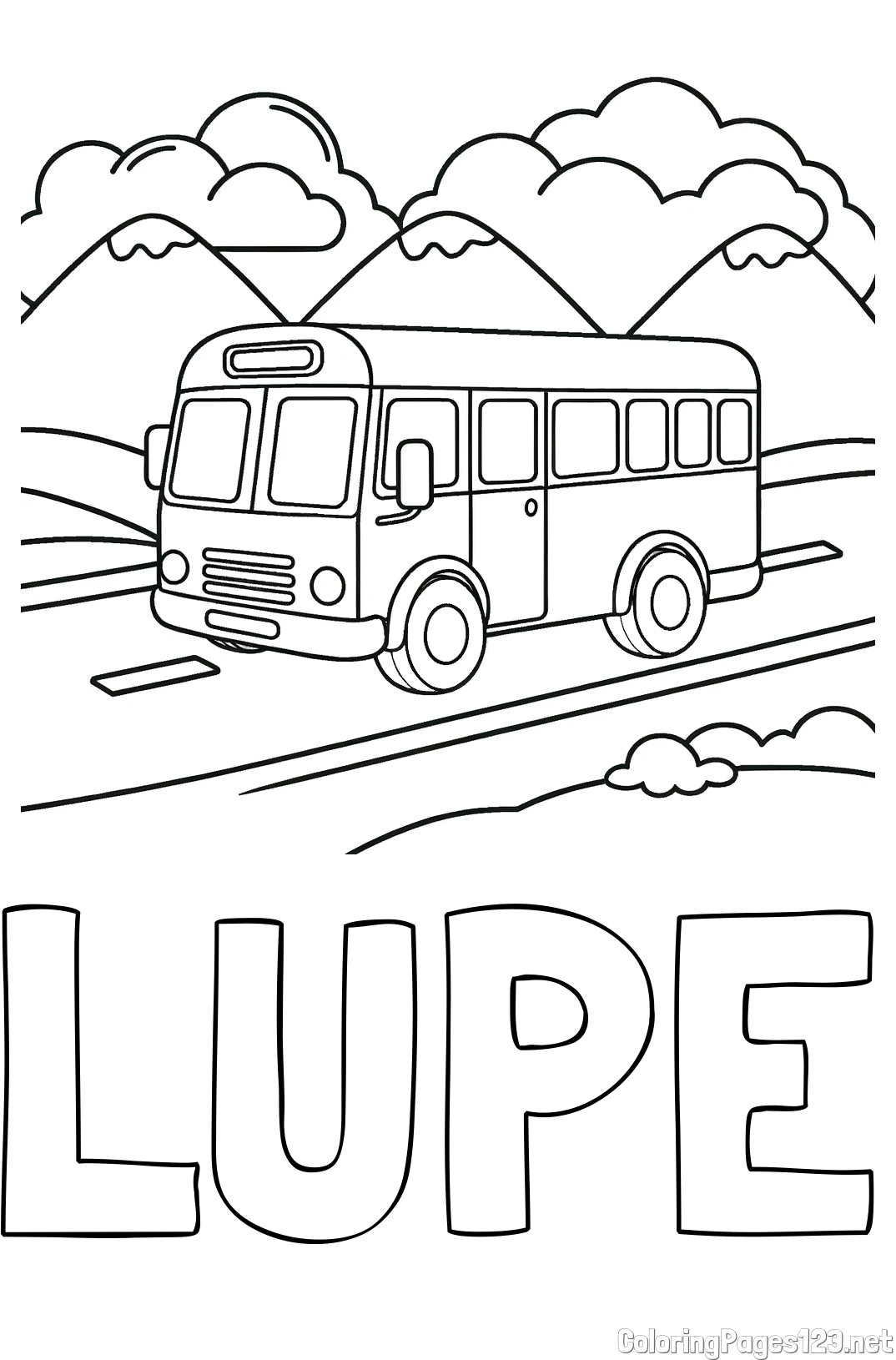 LUPE Coloring Page and Free Printable Coloring Page of a School Bus