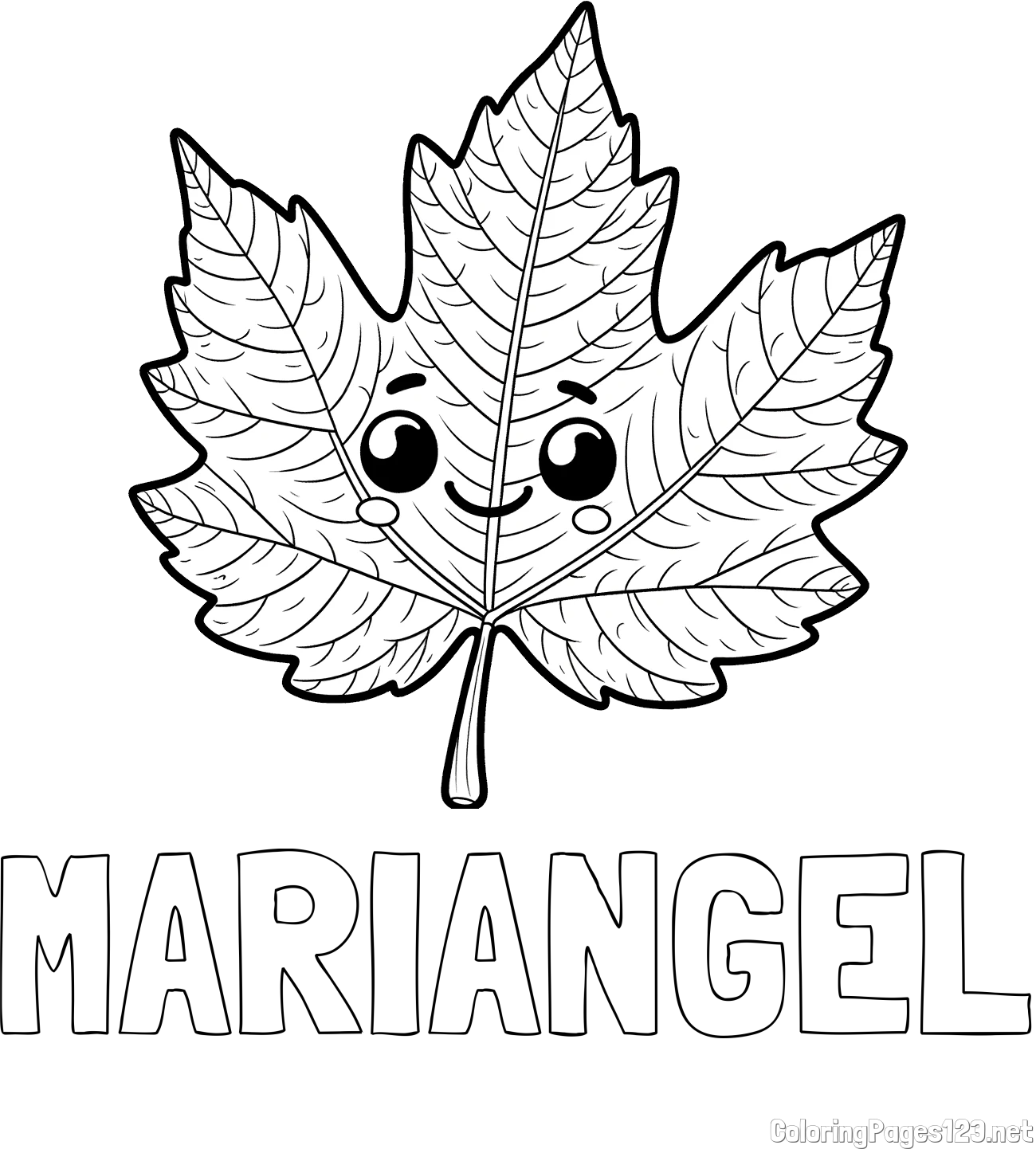 MARIANGEL Coloring Page and Smiling Leaf Coloring Page for Kids